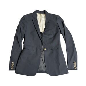 Massimo Dutti Navy Single Button Women's Blazer Size: 2